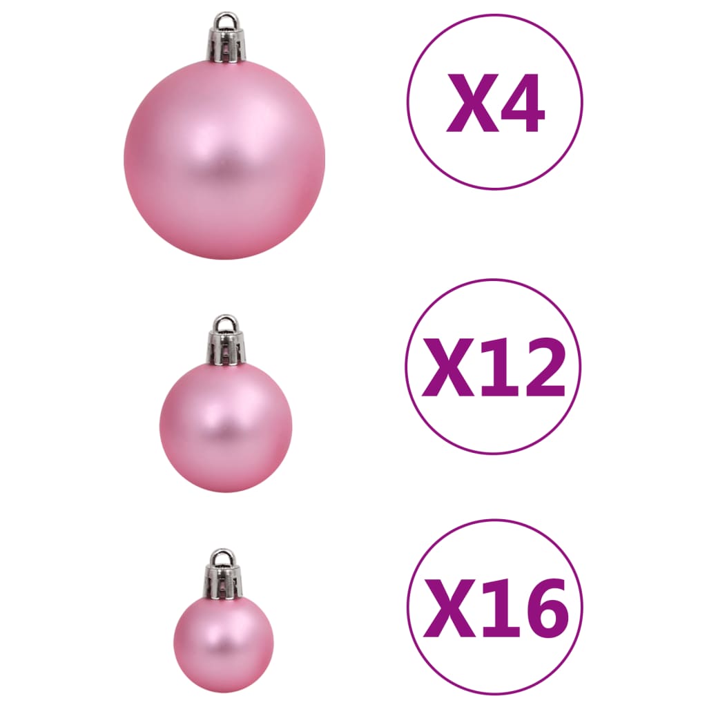 vidaXL 111 pcs conjunto de enfeites de Natal poliestireno rosa