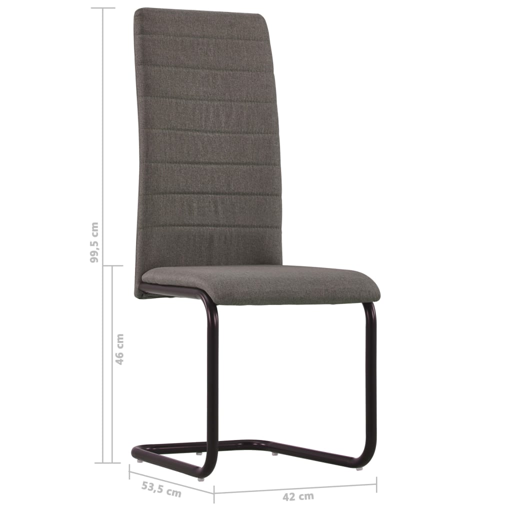 vidaXL Cadeiras de jantar cantilever 2 pcs tecido cinzento-acastanhado
