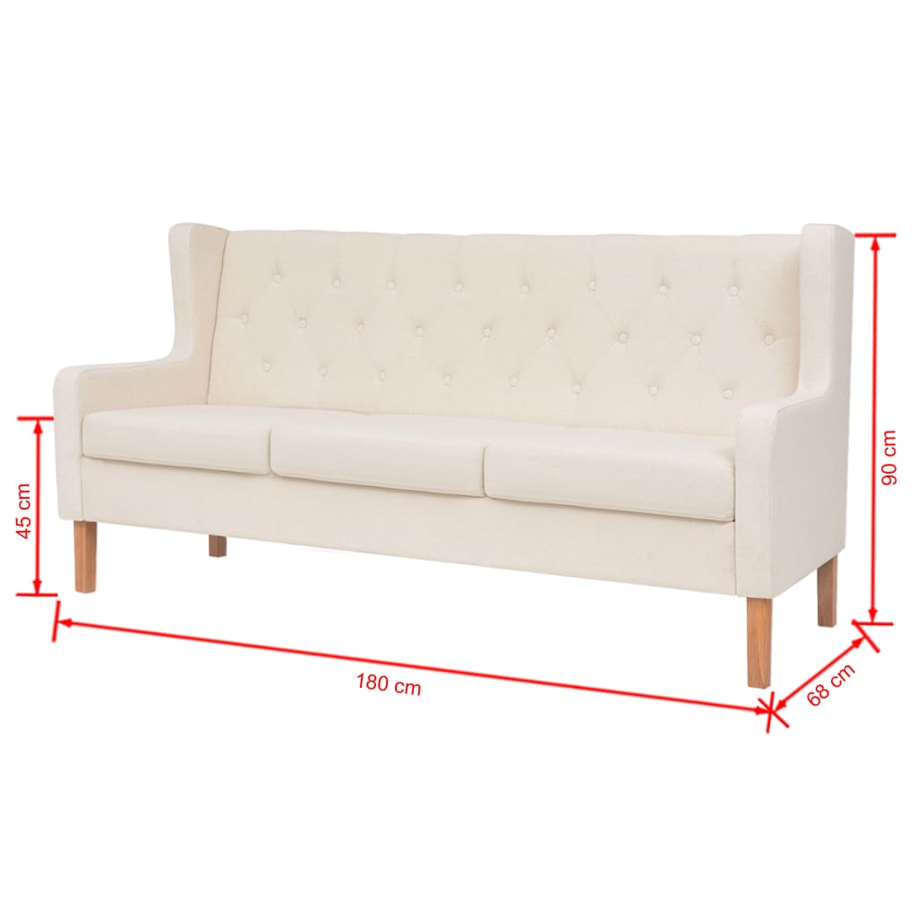 vidaXL Conjunto de sofás 2 pcs tecido branco nata