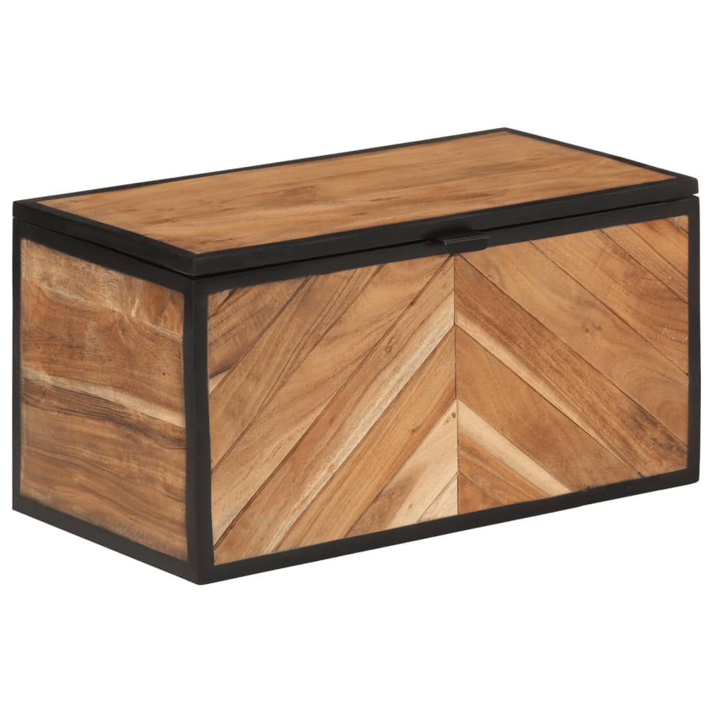 vidaXL Caixa de arrumação 60x30x30 cm madeira de acácia maciça e ferro