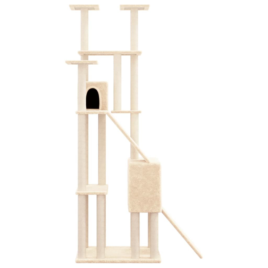 vidaXL Árvore para gatos c/ postes arranhadores sisal 190 cm cor creme