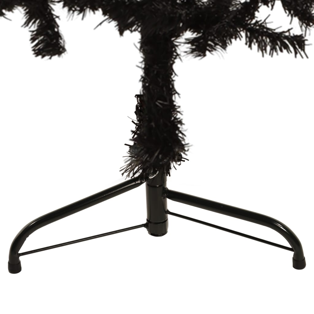 vidaXL Meia árvore de Natal fina com suporte 150 cm preto