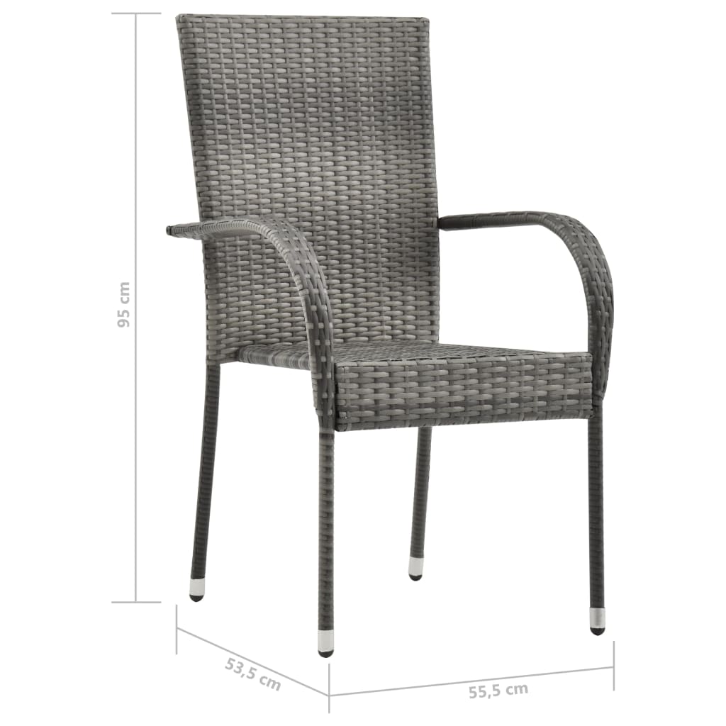 vidaXL Cadeiras de exterior empilháveis 2 pcs vime PE cinzento