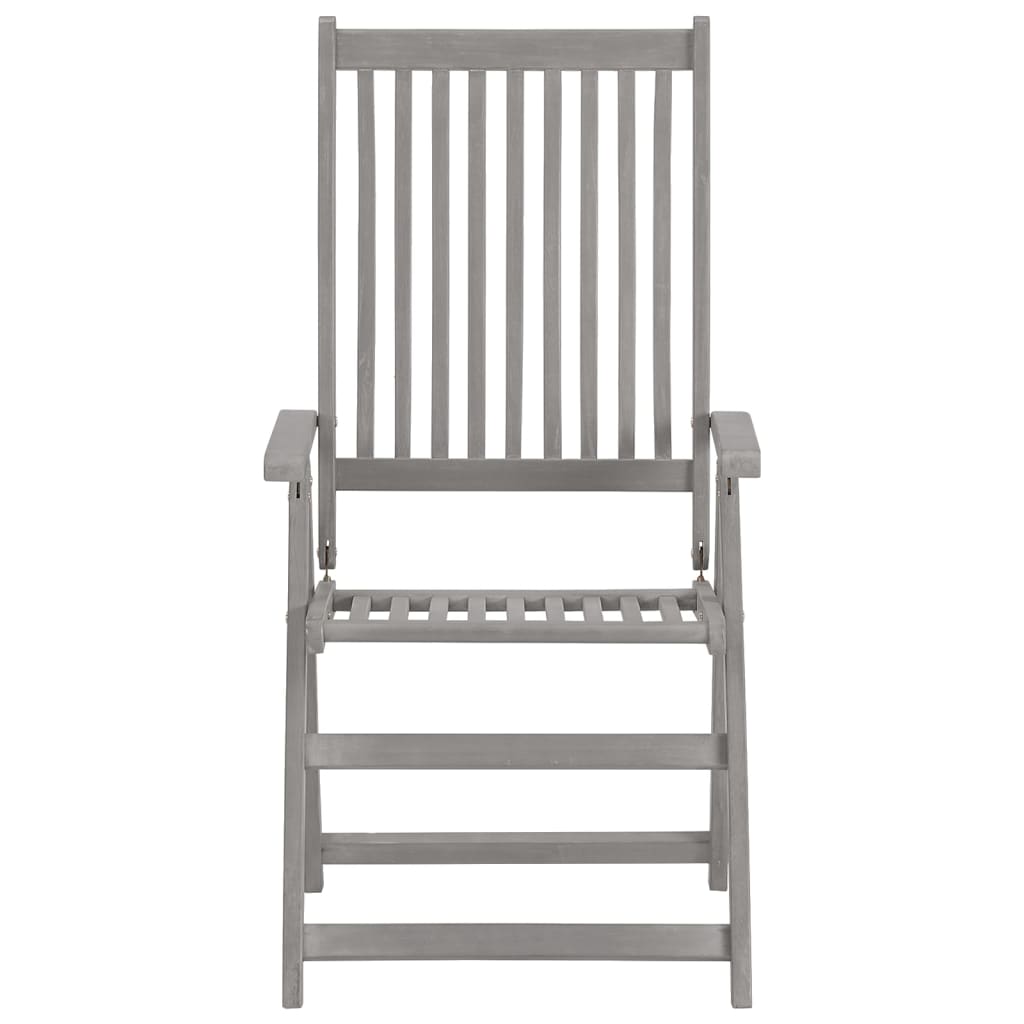 vidaXL Cadeiras de jardim reclináveis 3 pcs acácia maciça cinzento