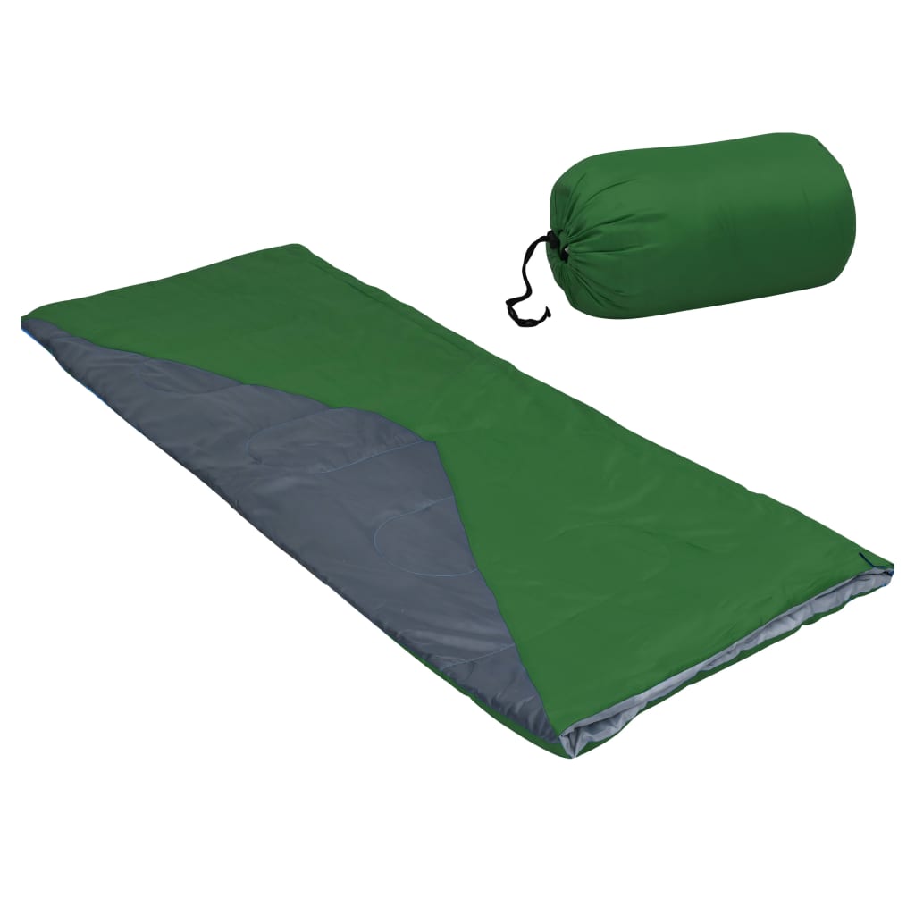 vidaXL Saco-cama campismo leve tipo envelope 2 pcs 1100g 10 ºC verde