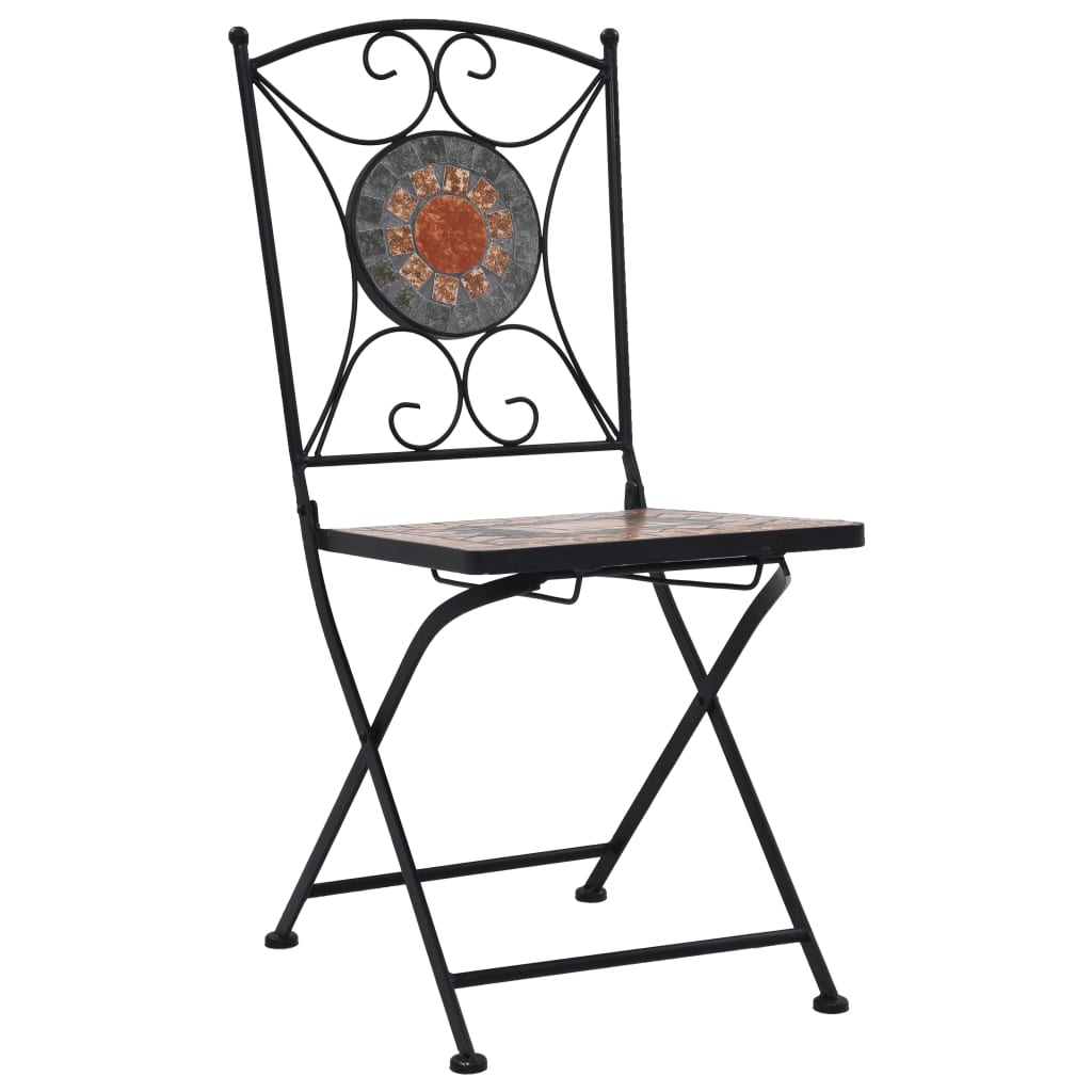vidaXL Cadeiras bistrô em mosaico 2 pcs laranja/cinzento