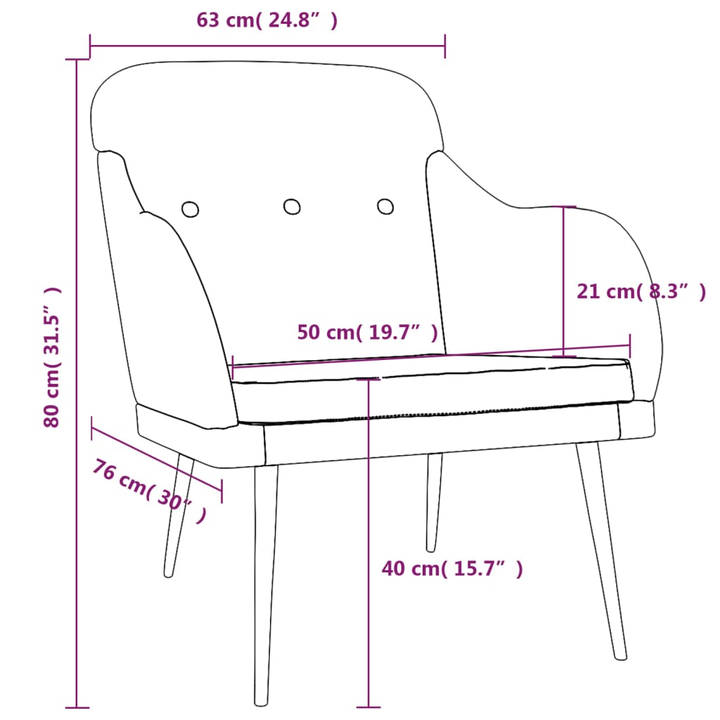 vidaXL Cadeira com apoio de braços 63x76x80 cm tecido azul