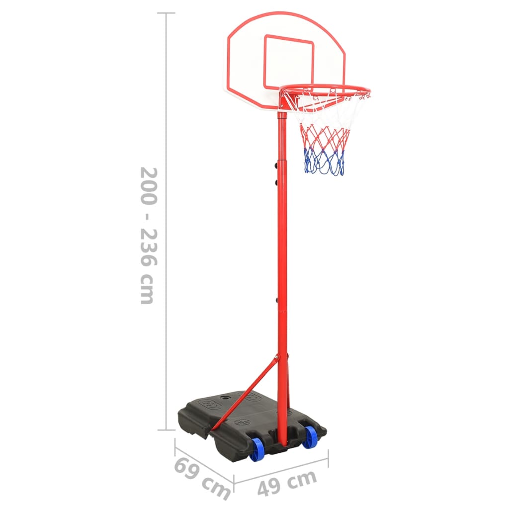 vidaXL Conjunto portátil de basquetebol ajustável 200-236 cm