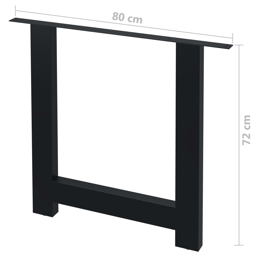 vidaXL Pernas para mesa de jantar 2 pcs estrutura em H 80x72 cm