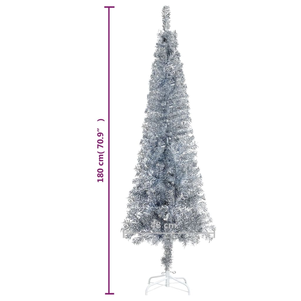 vidaXL Árvore de Natal fina 180 cm prateado