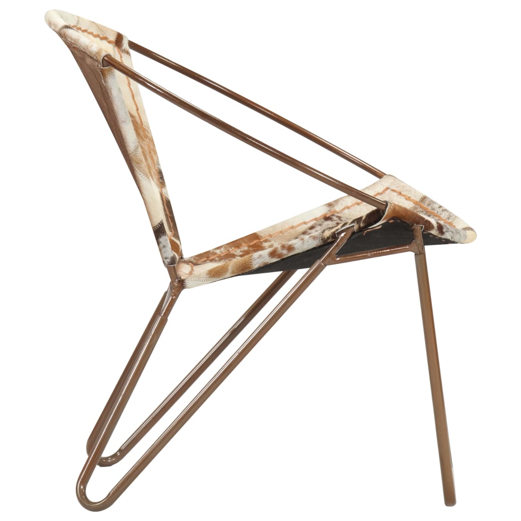 vidaXL Cadeira com padrão de diamantes em couro genuíno castanho