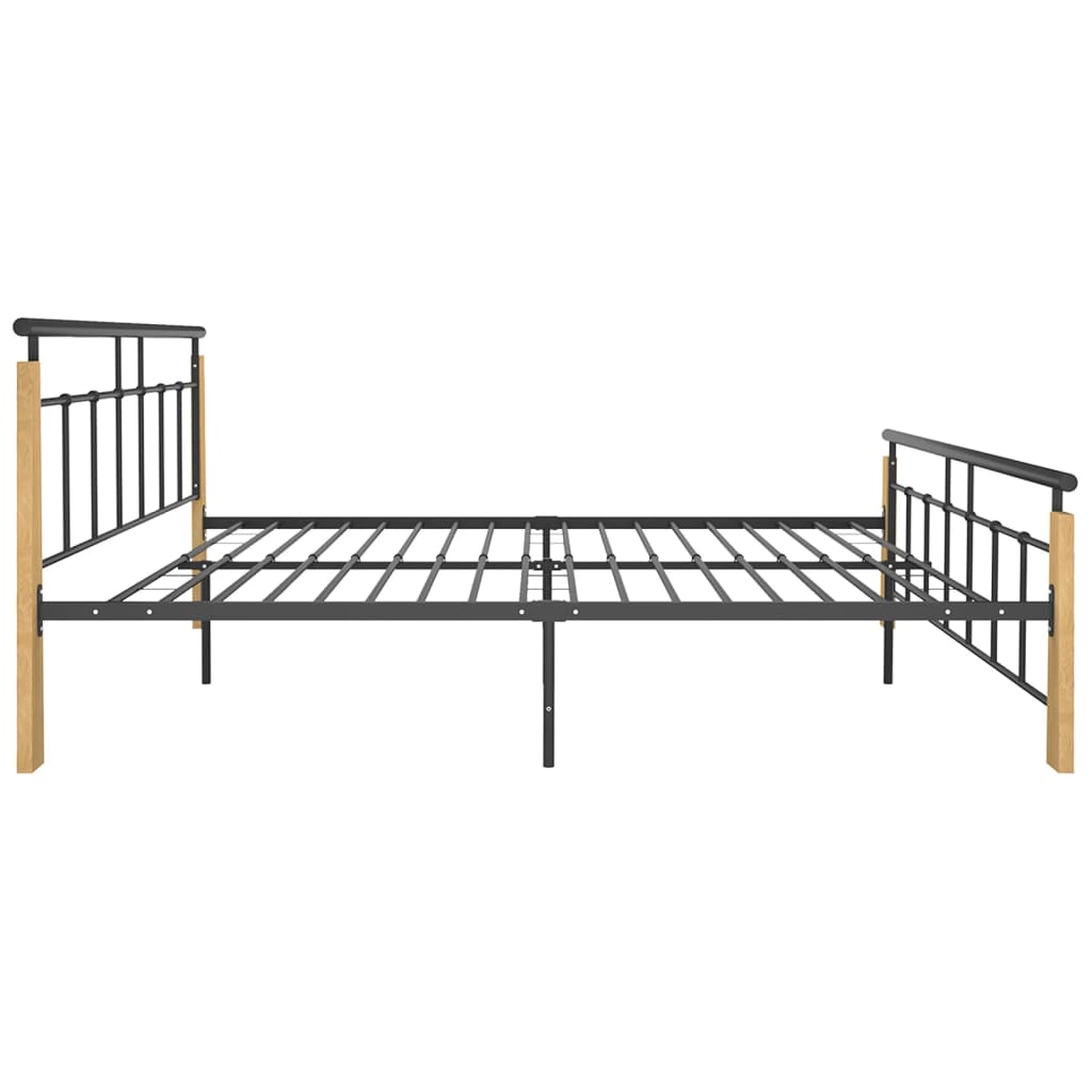 vidaXL Estrutura de cama 160x200 cm metal e madeira de carvalho maciça