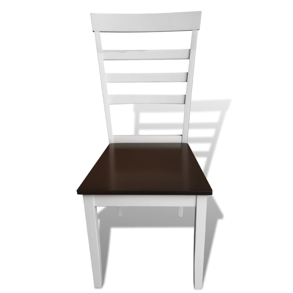 vidaXL Cadeiras de jantar 4 pcs madeira maciça e MDF branco/ castanho