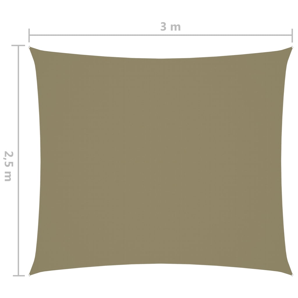 vidaXL Para-sol estilo vela tecido oxford retangular 2,5x3 m bege
