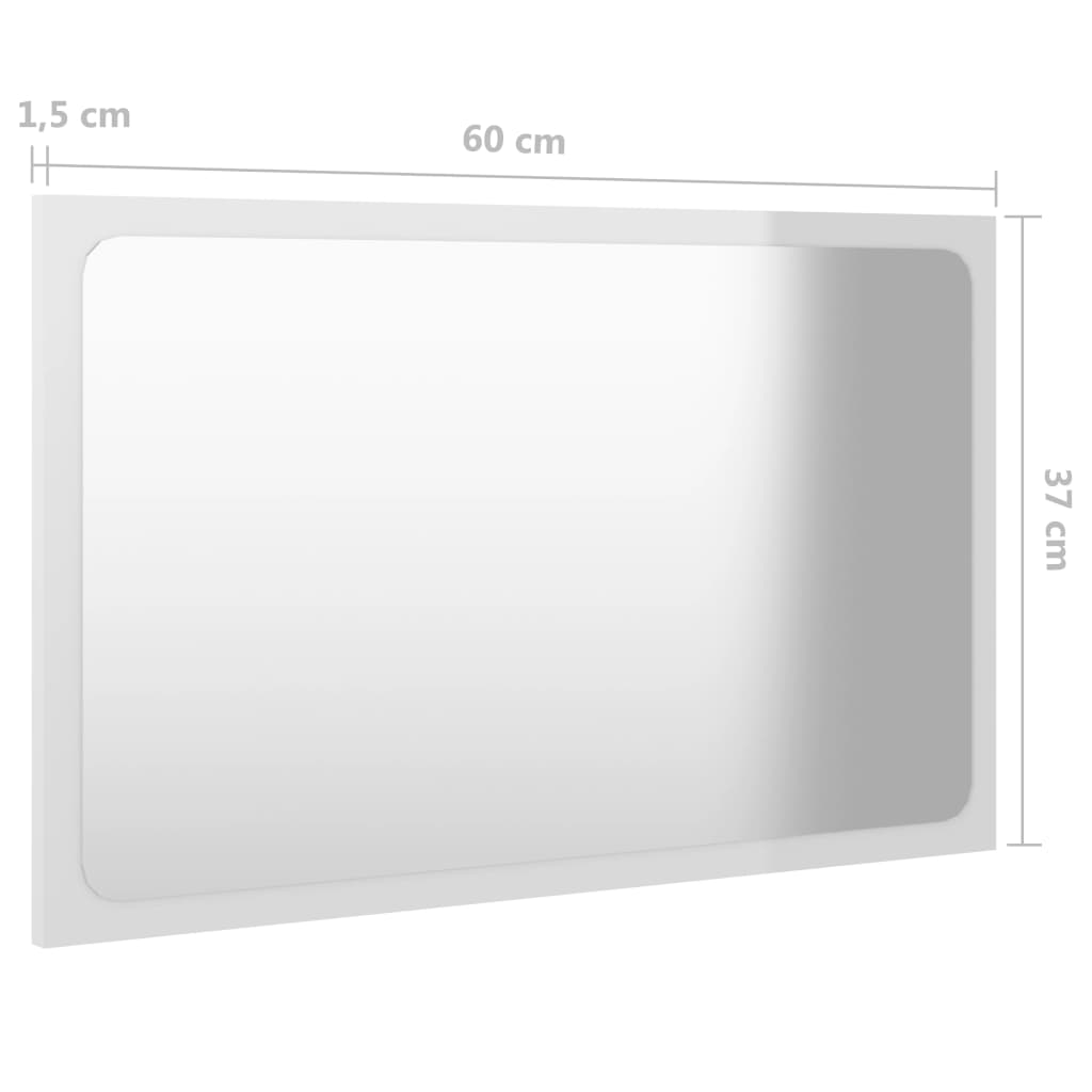 vidaXL Espelho de casa de banho 60x1,5x37 contrap. branco brilhante