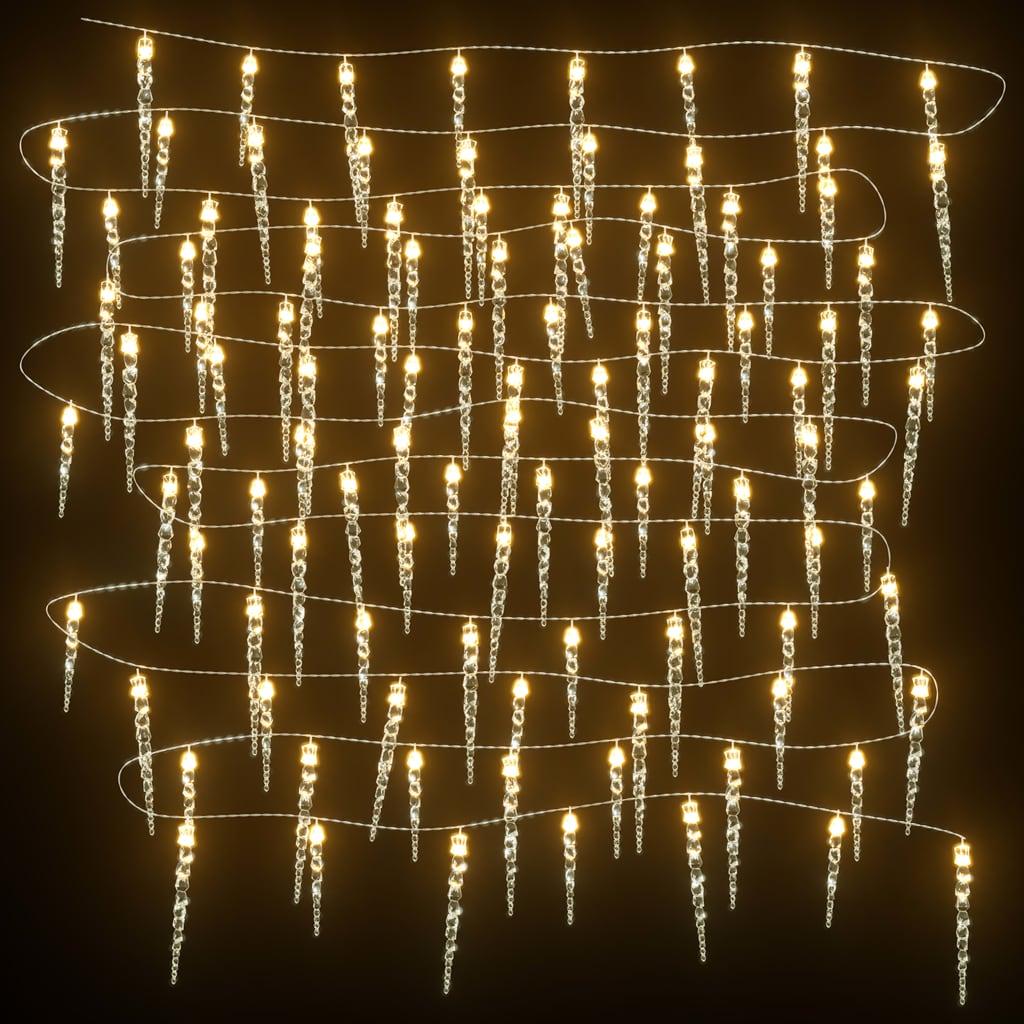 vidaXL Luz de Natal pingente de gelo 100 luzes LED 10m acrílico branco