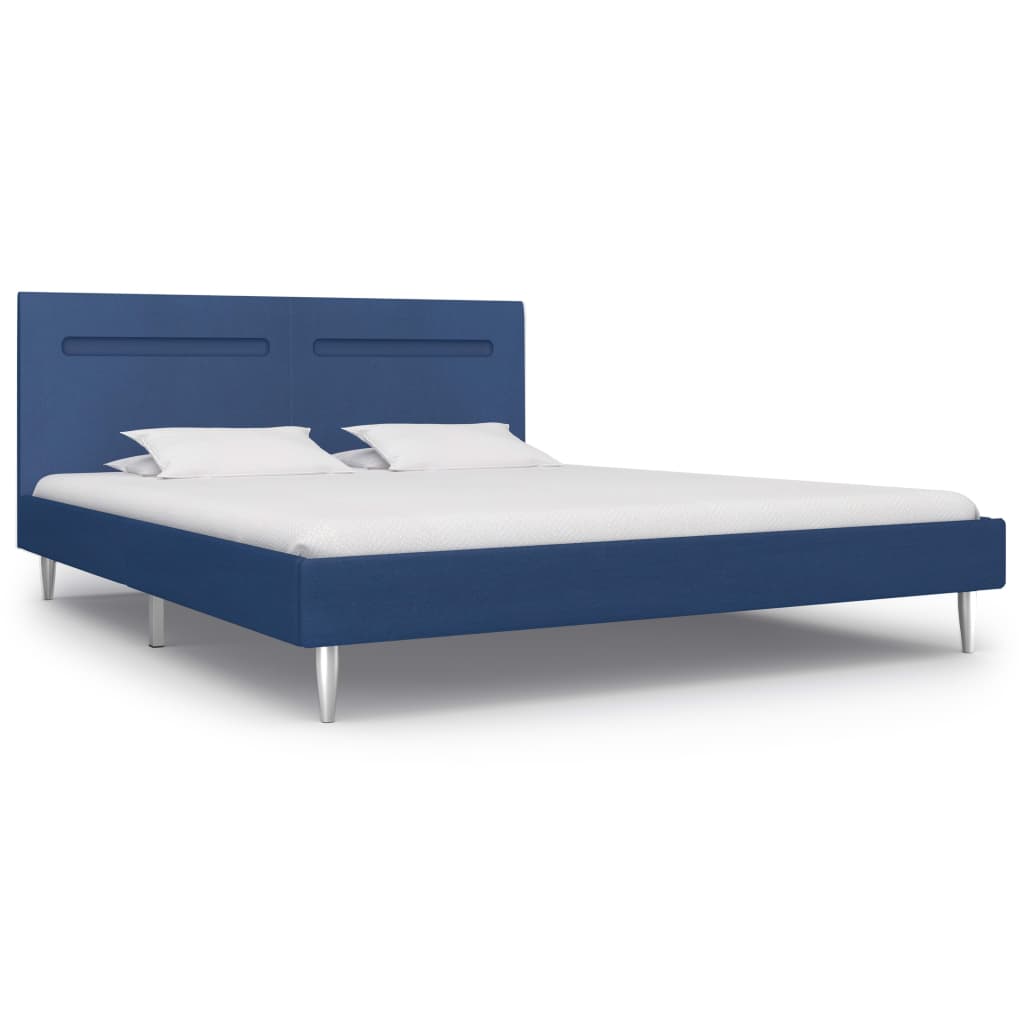 vidaXL Estrutura de cama com LED 180x200 cm tecido azul