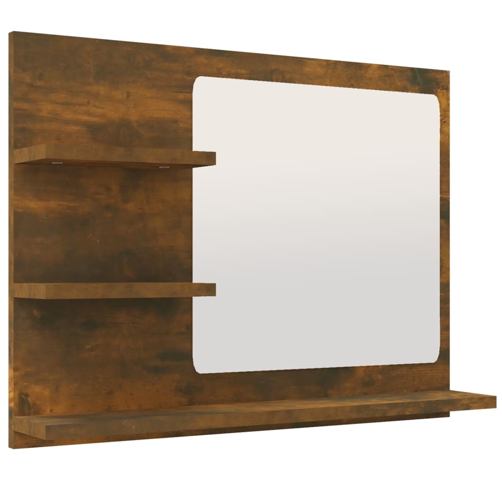 vidaXL Espelho WC 60x10,5x45 cm derivados de madeira carvalho fumado