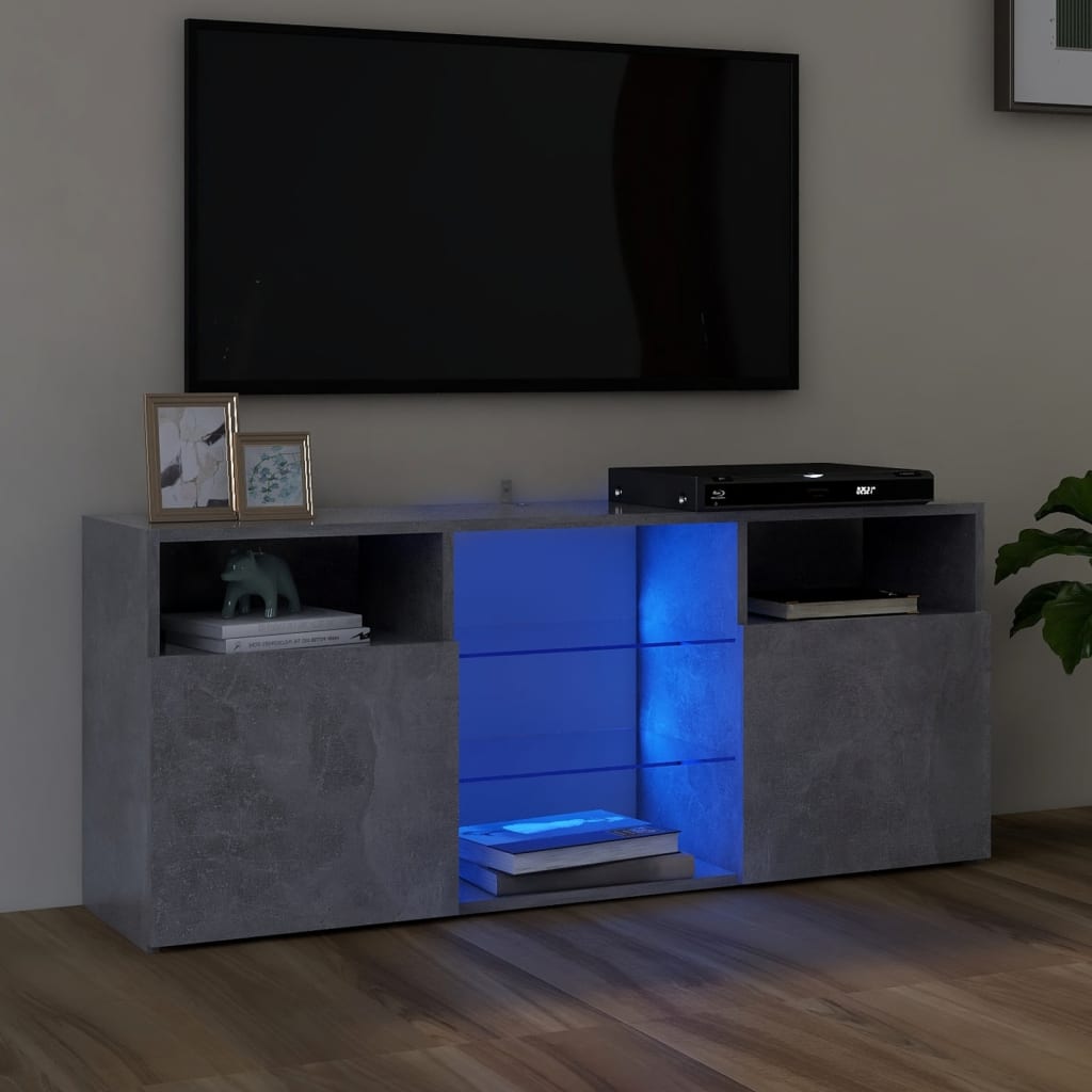 vidaXL Móvel de TV com luzes LED 120x30x50 cm cinzento cimento