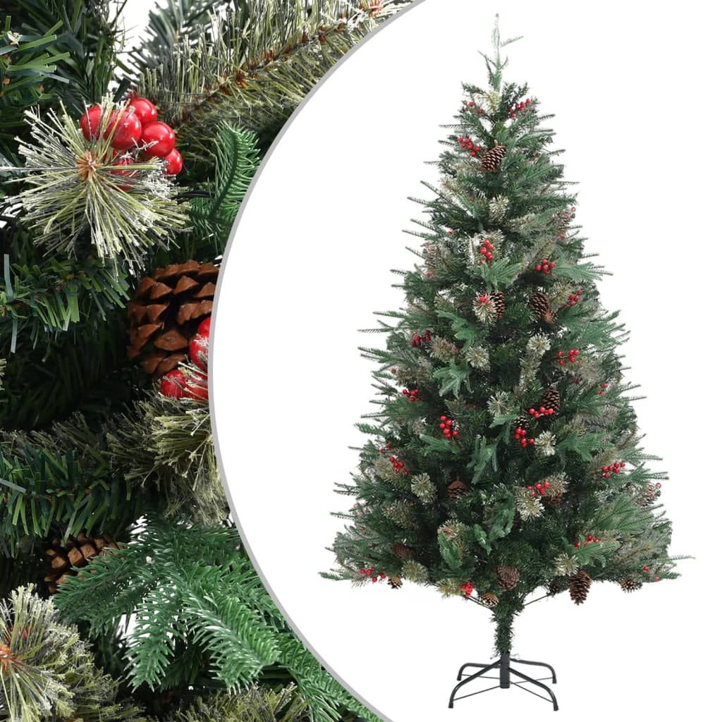 vidaXL Árvore de Natal com pinhas 195 cm PVC e PE verde