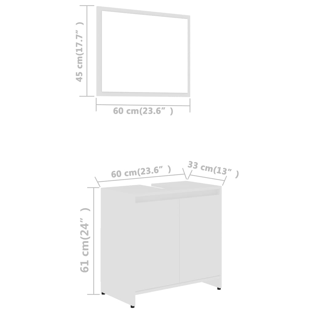 vidaXL 3 pcs conjunto de móveis de casa de banho contraplacado branco