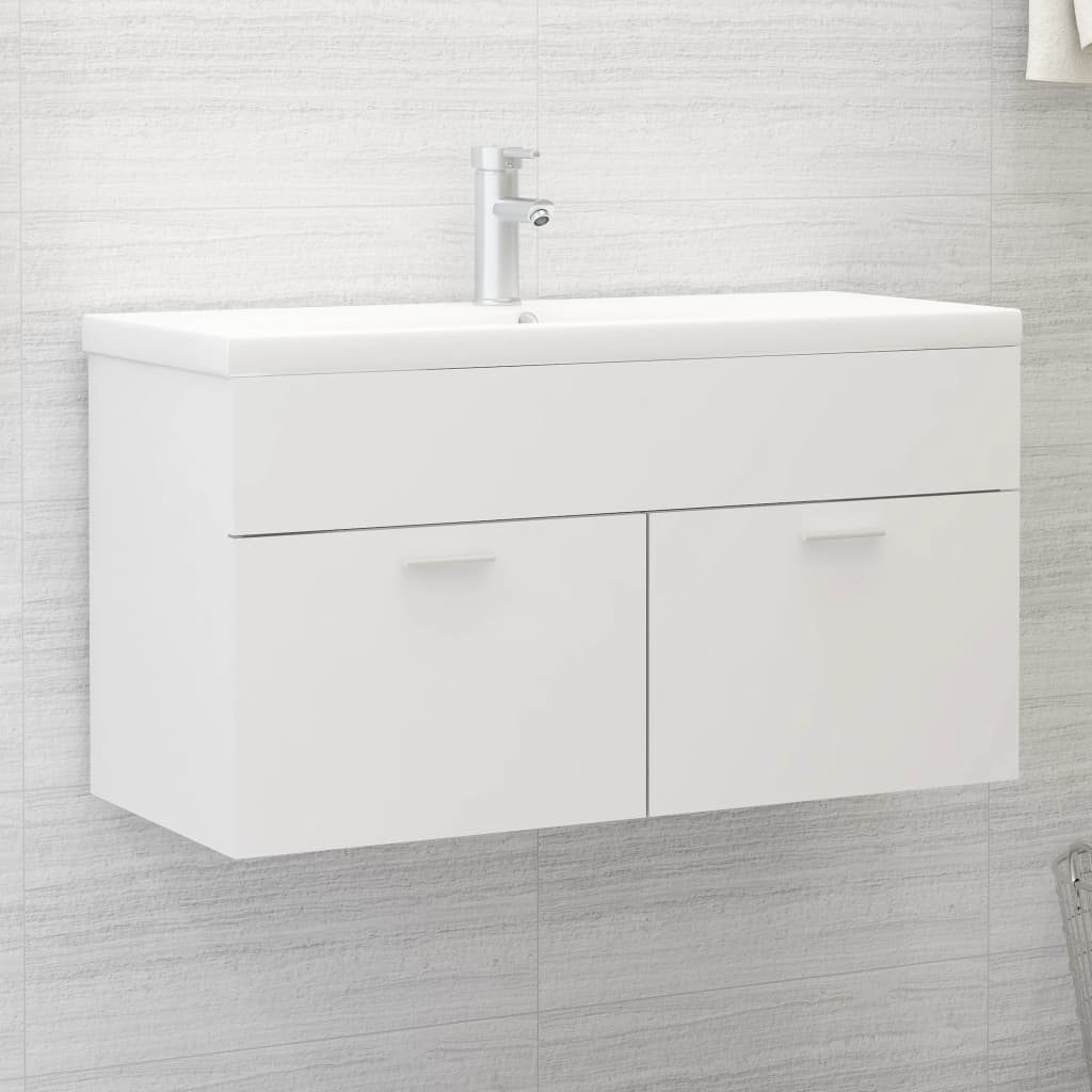 vidaXL Armário de lavatório 90x38,5x46 cm contraplacado branco