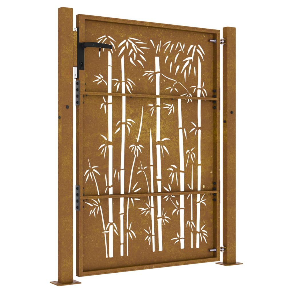 vidaXL Portão de jardim 105x155 cm aço corten design bambu