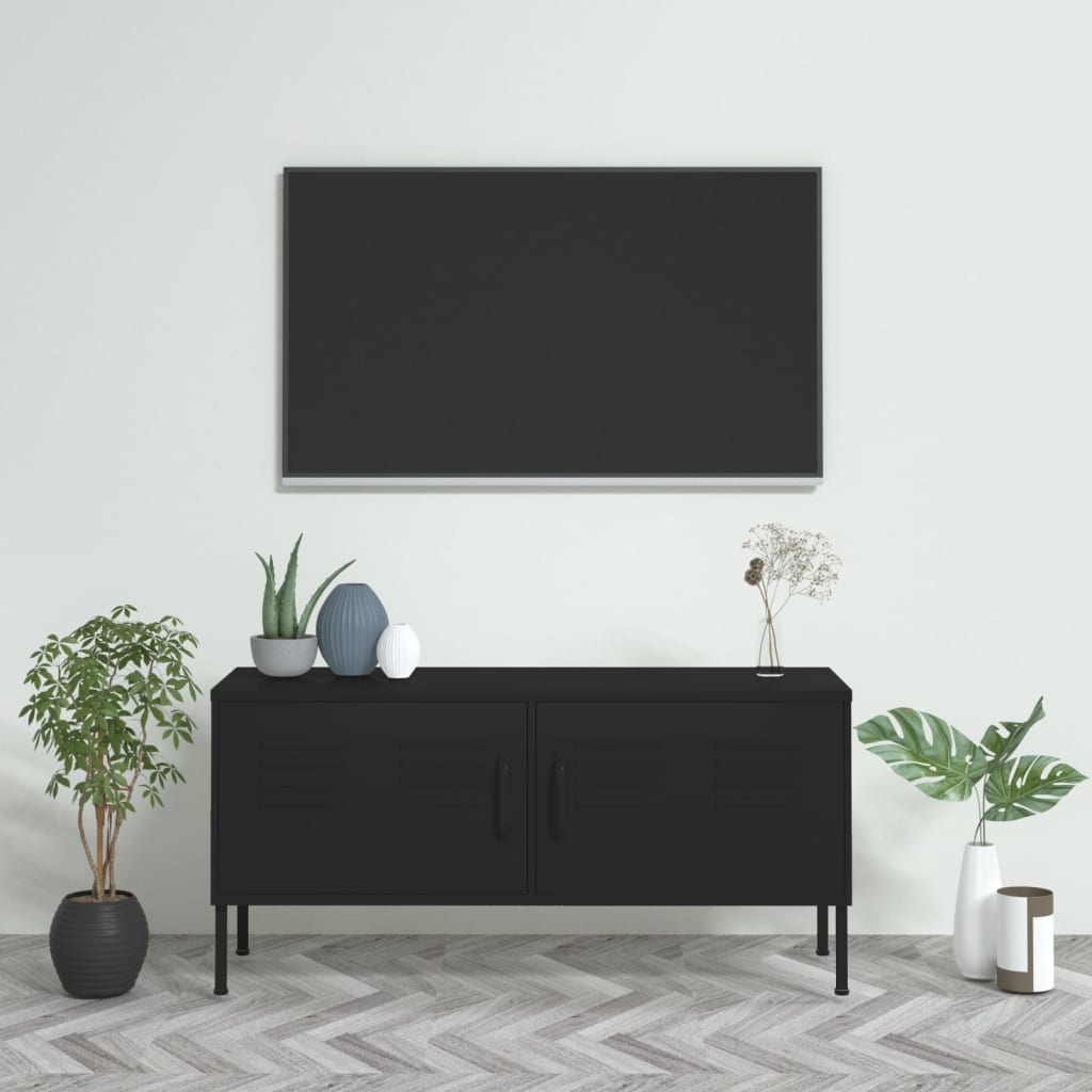 vidaXL Móvel de TV aço 105x35x50 cm preto