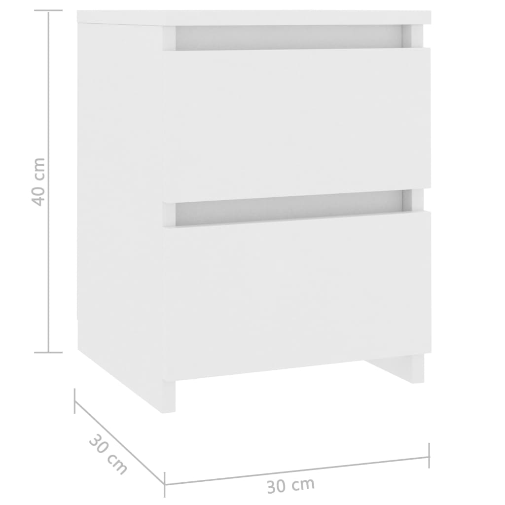 vidaXL Mesa de cabeceira 30x30x40 cm contraplacado branco
