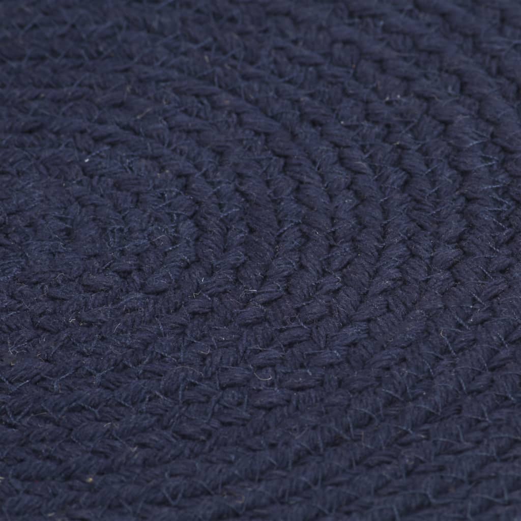 vidaXL Individuais mesa 6 pcs algodão liso 38 cm redondo azul-marinho