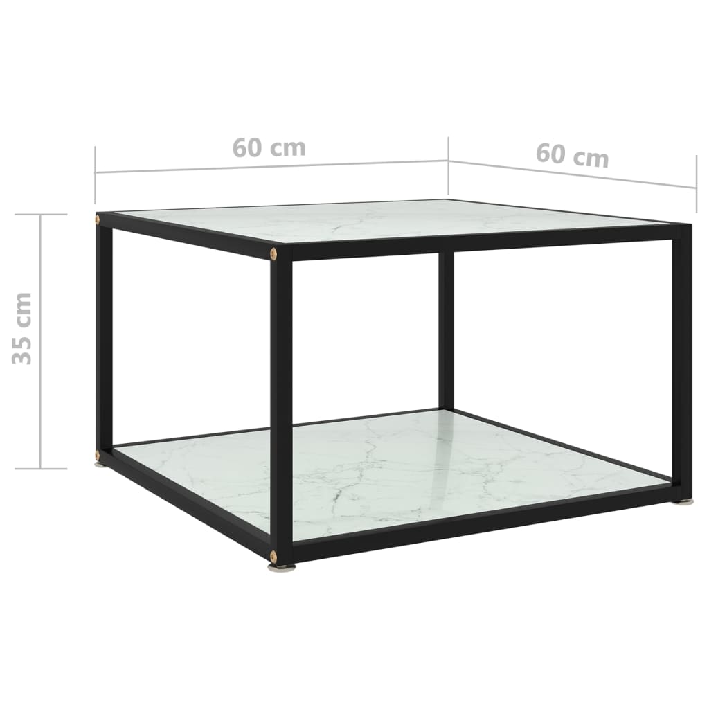 vidaXL Mesa de centro 60x60x35 cm vidro temperado branco