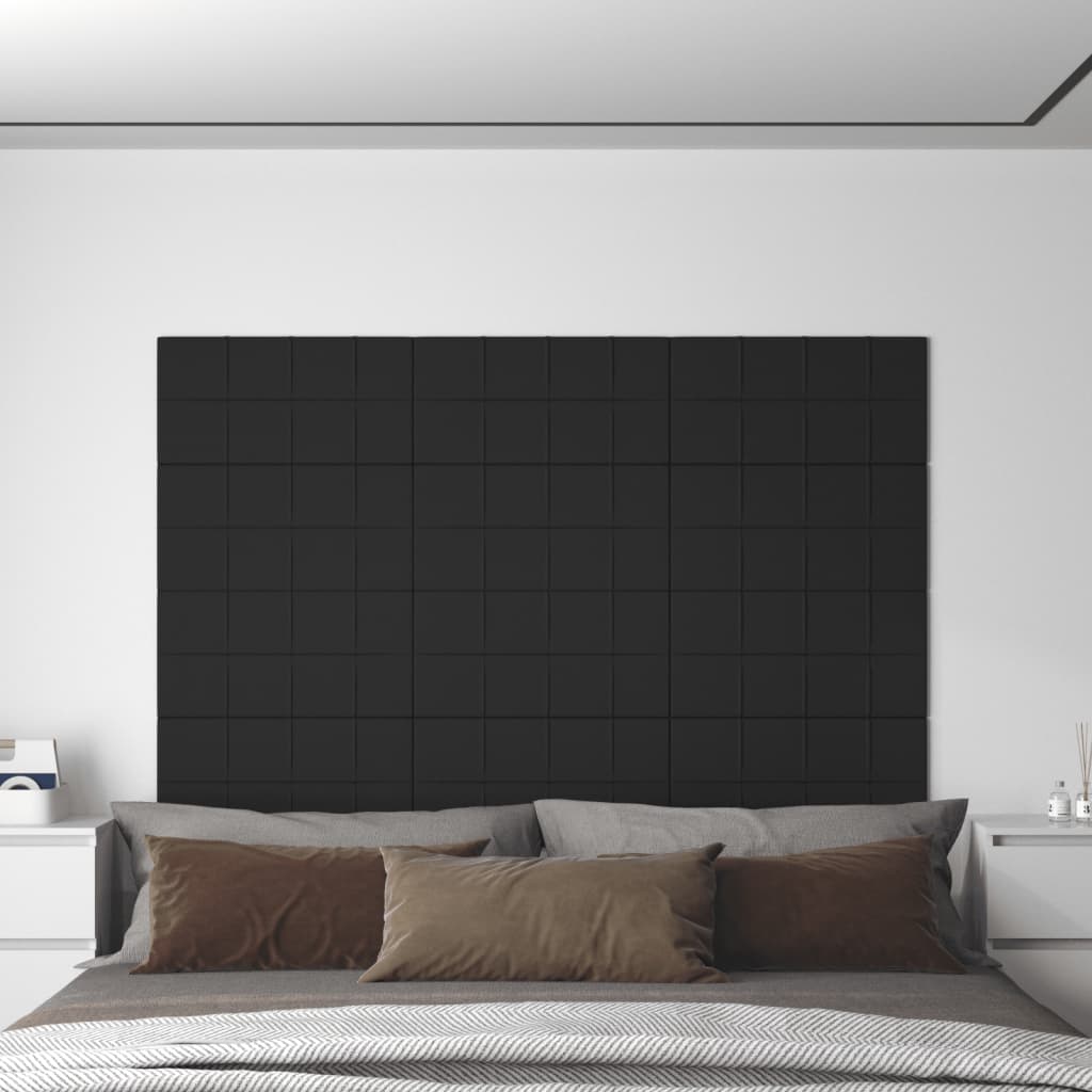 vidaXL Painel de parede 12 pcs 60x30 cm tecido 2,16 m² preto