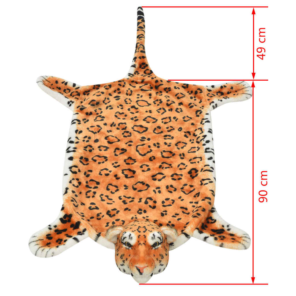 vidaXL Tapete leopardo de pelúcia, 139 cm, castanho