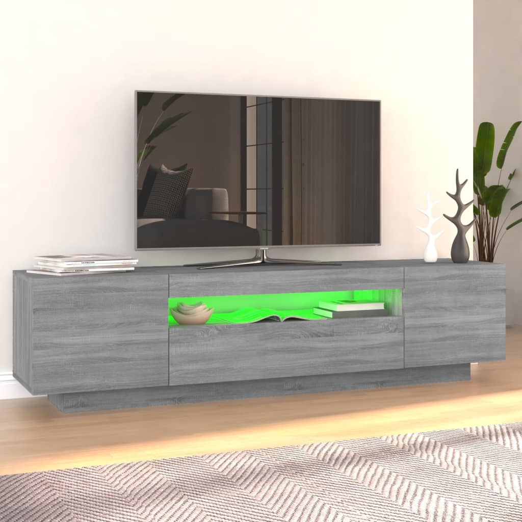 vidaXL Móvel de TV com luzes LED 160x35x40 cm sonoma cinzento