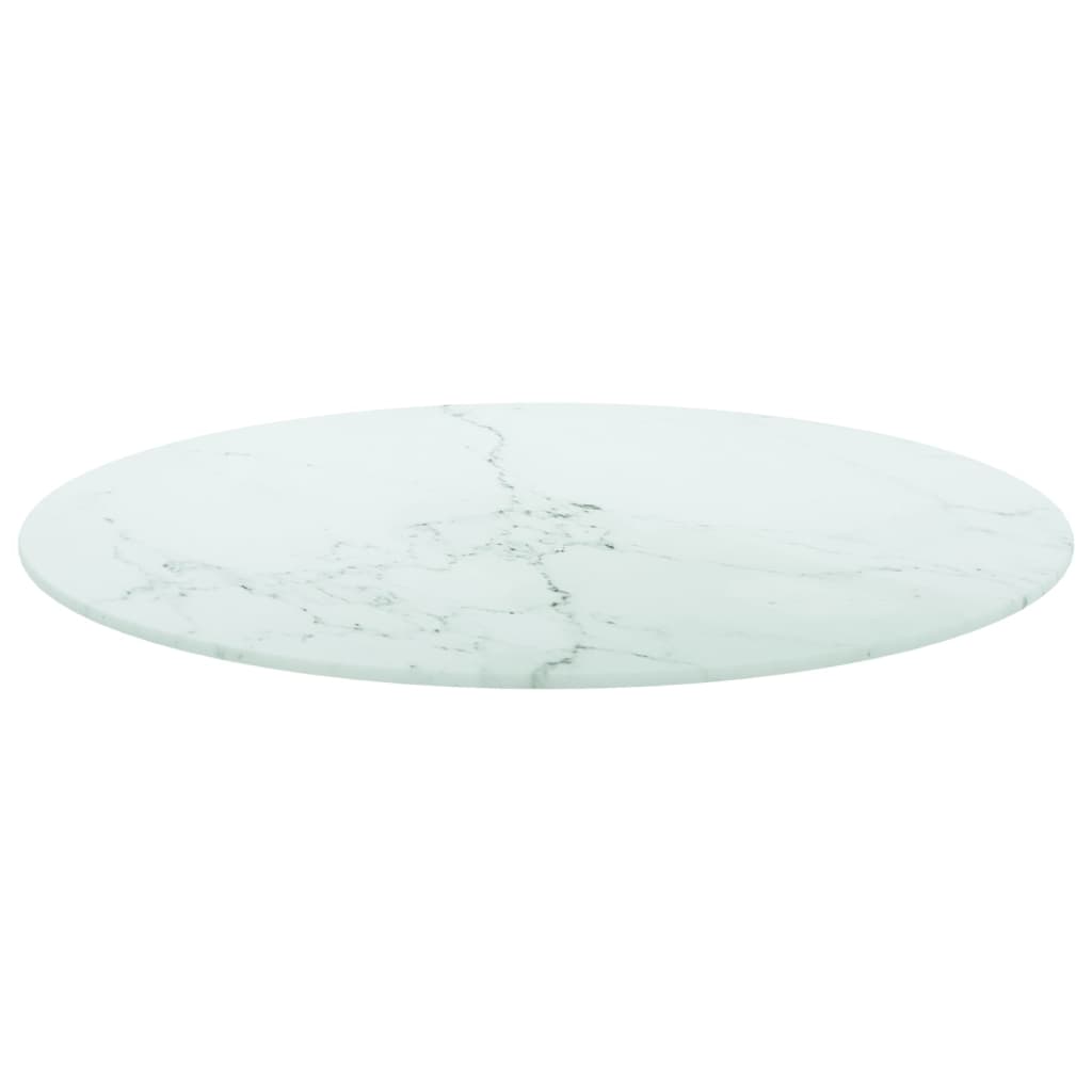 vidaXL Tampo mesa Ø70x0,8 cm vidro temperado design mármore branco