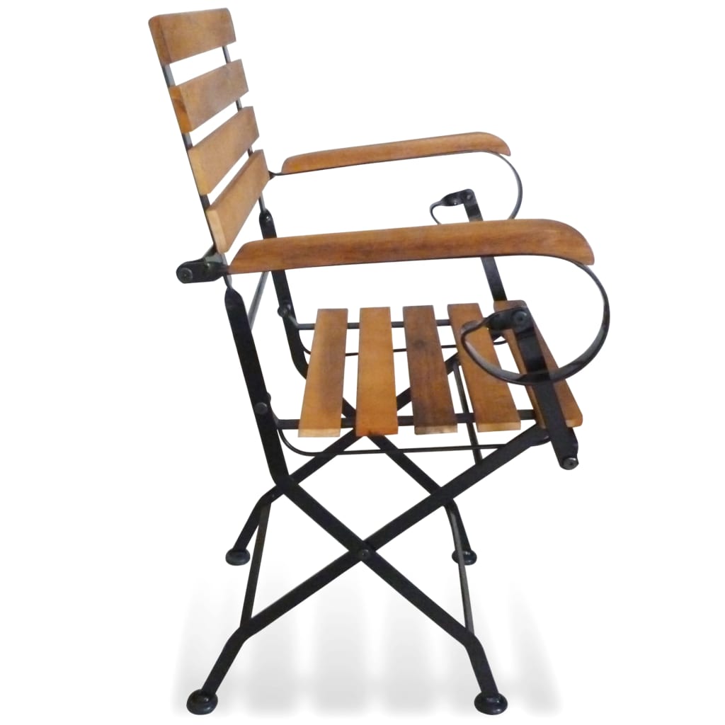 vidaXL Cadeiras de jardim dobráveis 2 pcs aço e madeira acácia maciça