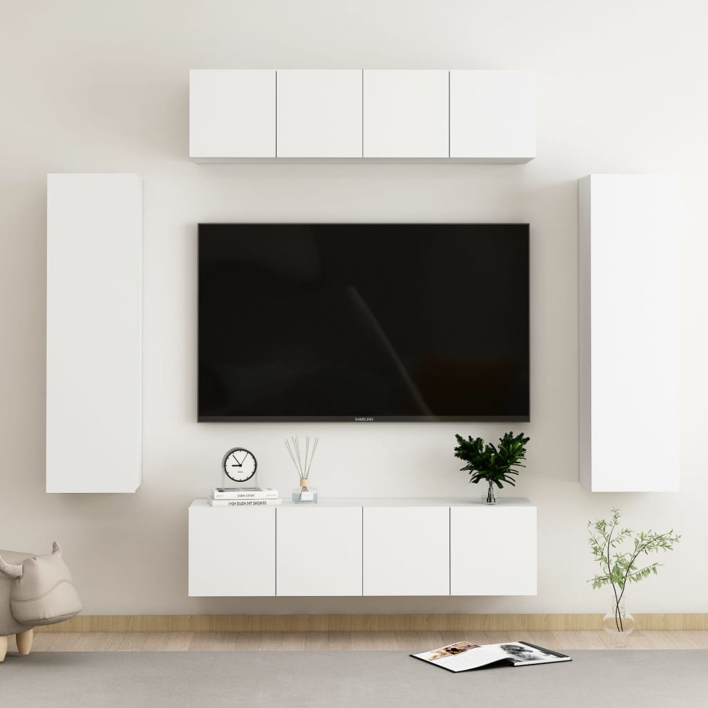 vidaXL 6 pcs conjunto de móveis de TV contraplacado branco