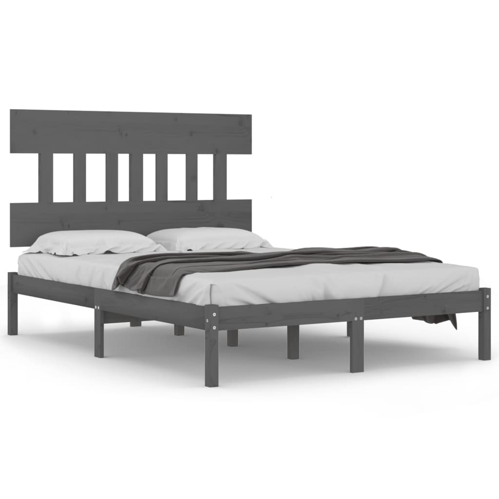 vidaXL Estrutura de cama 160x200 cm madeira maciça cinzento