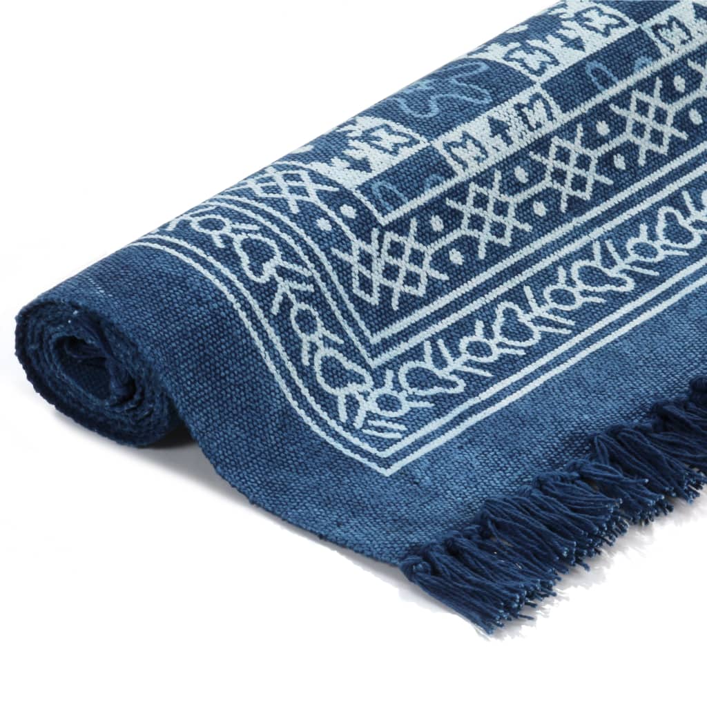 vidaXL Tapete Kilim em algodão 160x230 cm com padrão azul