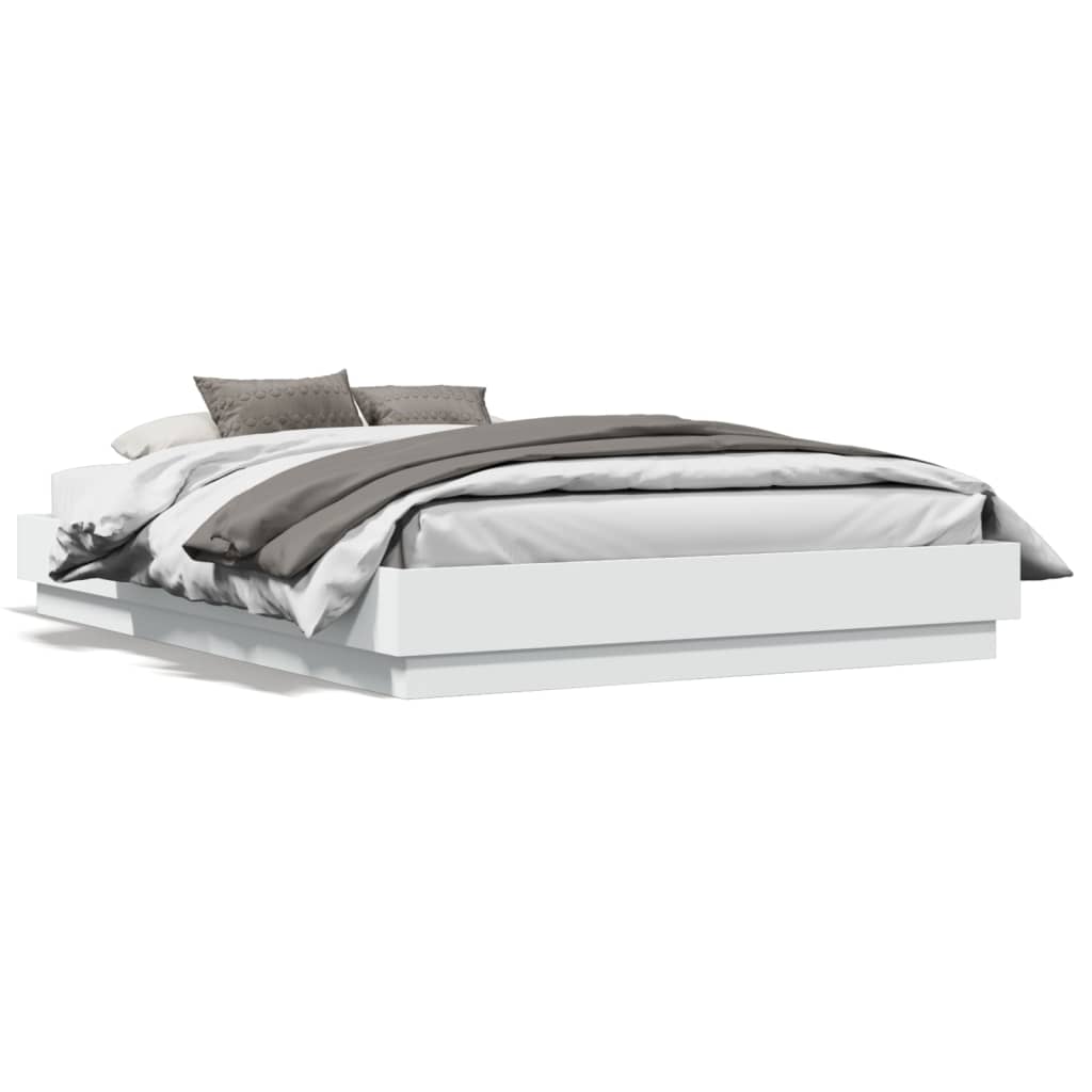 vidaXL Estrutura de cama com luzes LED 135x190 cm branco