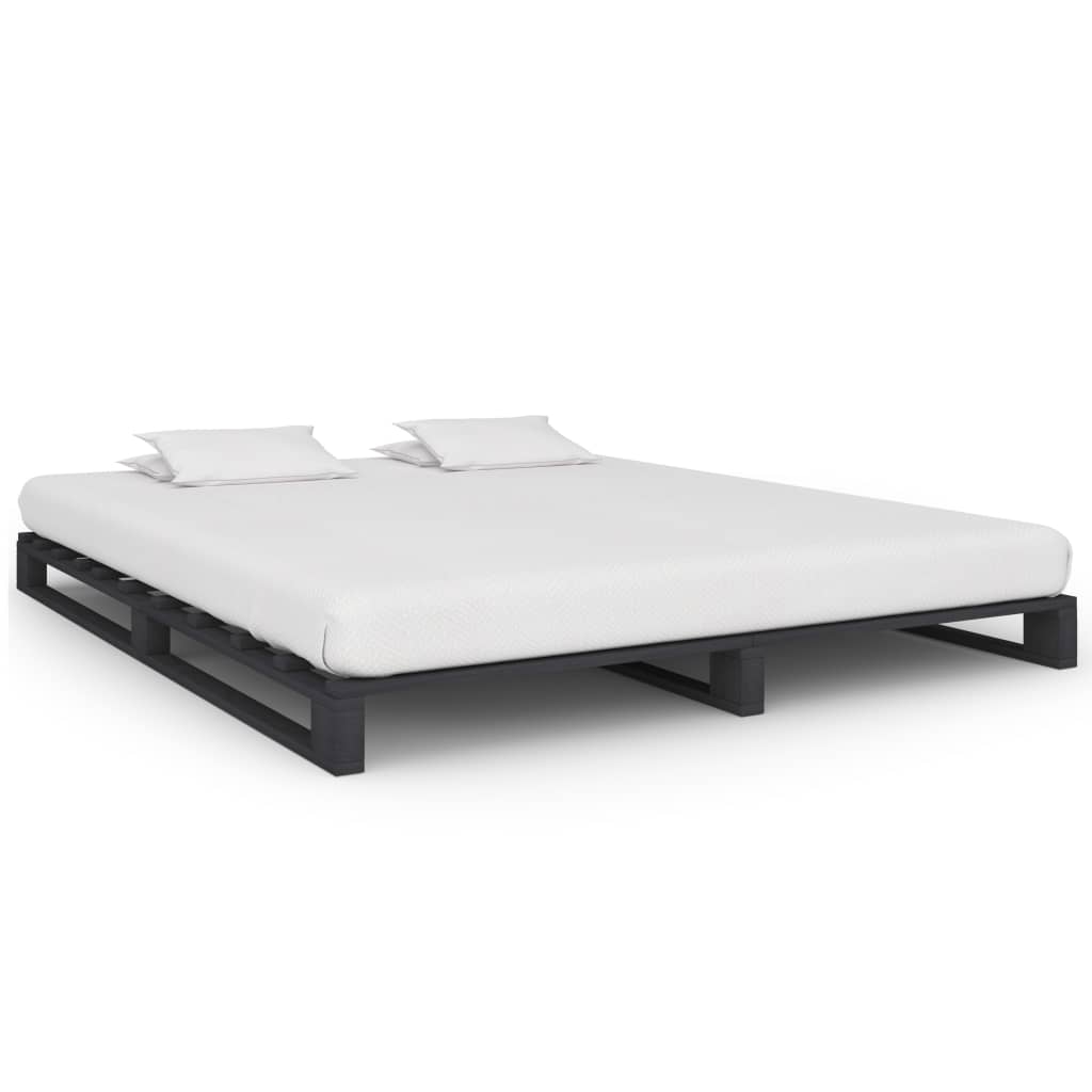 vidaXL Estrutura de cama em paletes pinho maciço 160x200 cm cinzento