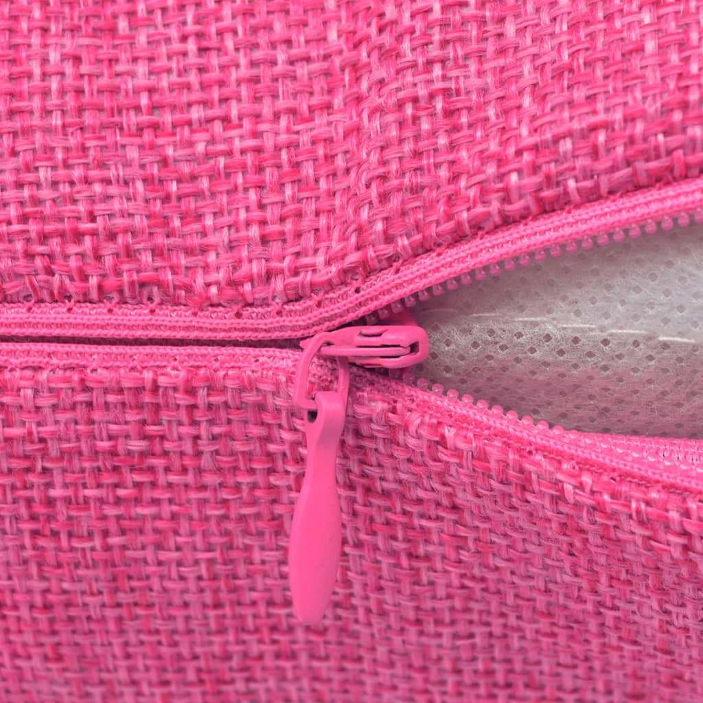 vidaXL Capa de almofada 4 pcs aspeto de linho 80x80 cm rosa