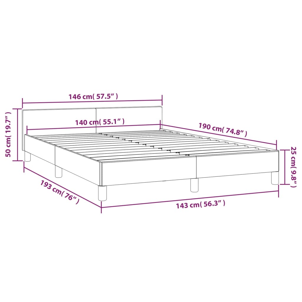 vidaXL Estrutura cama cabeceira 140x190 cm tecido castanho-acinzentado