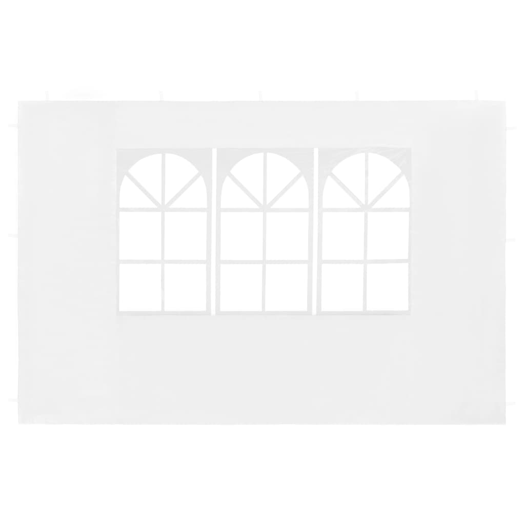 vidaXL Parede lateral com janela p/ tenda de festas 2 pcs PE branco