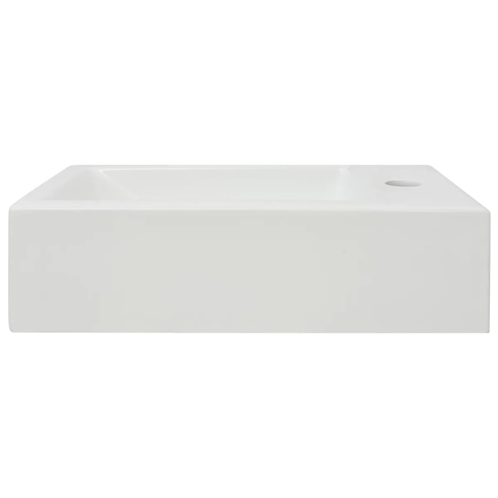 vidaXL Lavatório + abertura torneira cerâmica branco 46x25,5x12 cm