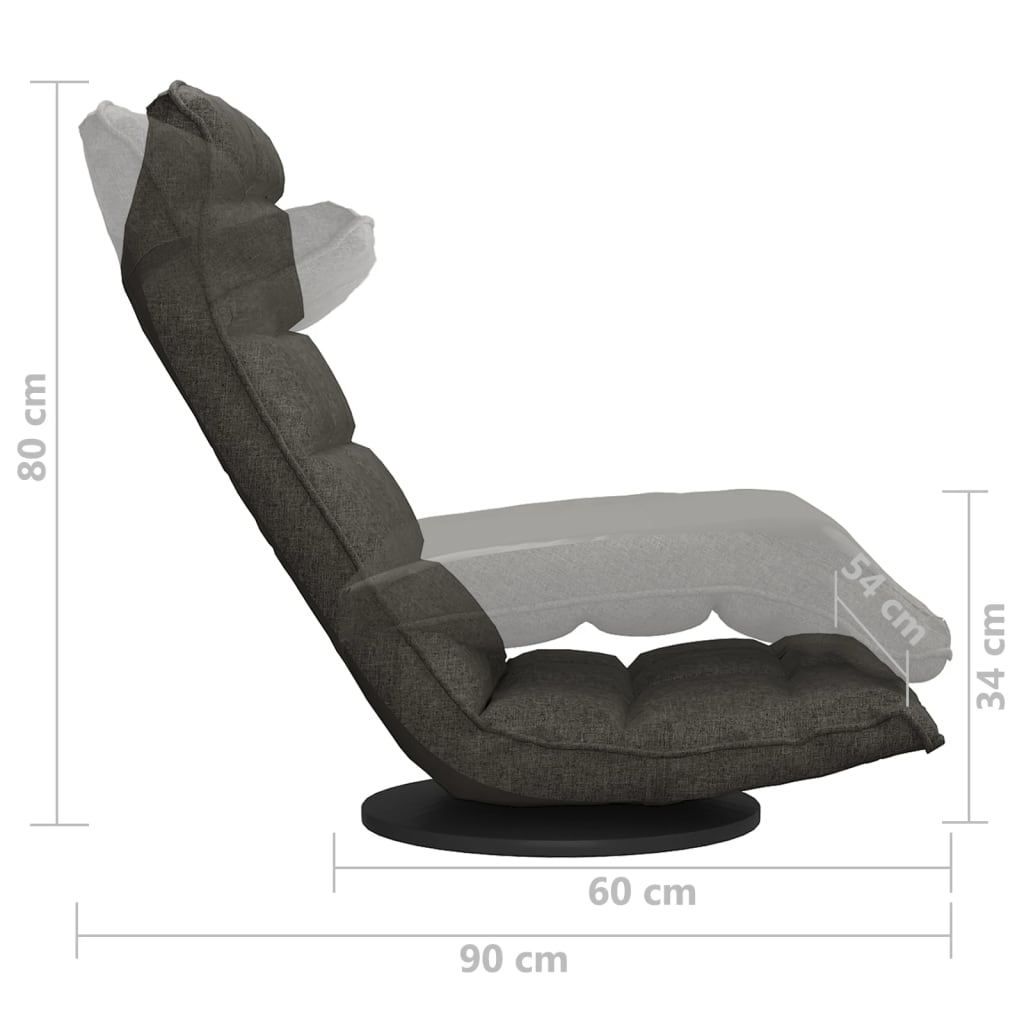 vidaXL Cadeira de piso giratória tecido cinzento-escuro
