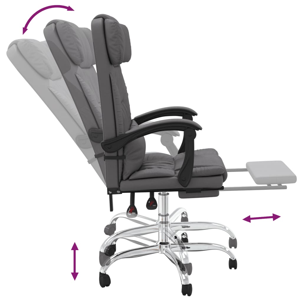 vidaXL Cadeira massagens escritório reclinável couro artificial cinza