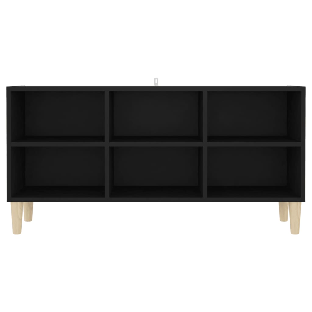 vidaXL Móvel de TV com pernas de madeira maciça 103,5x30x50cm preto