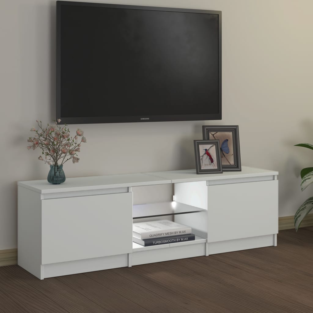 vidaXL Móvel de TV com luzes LED 120x30x35,5 cm branco