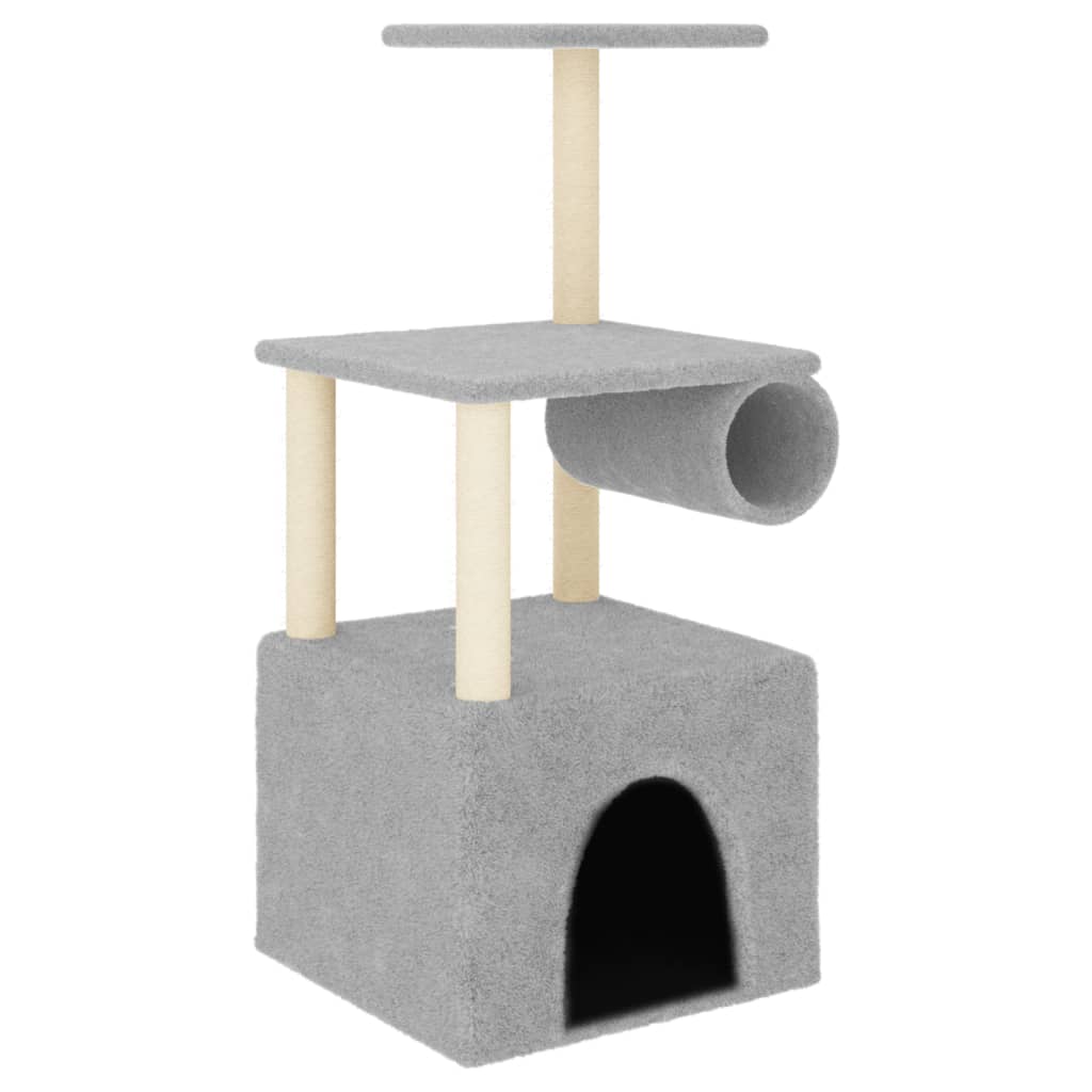 vidaXL Árvore gatos c/ postes arranhadores sisal 109,5 cm cinza-claro